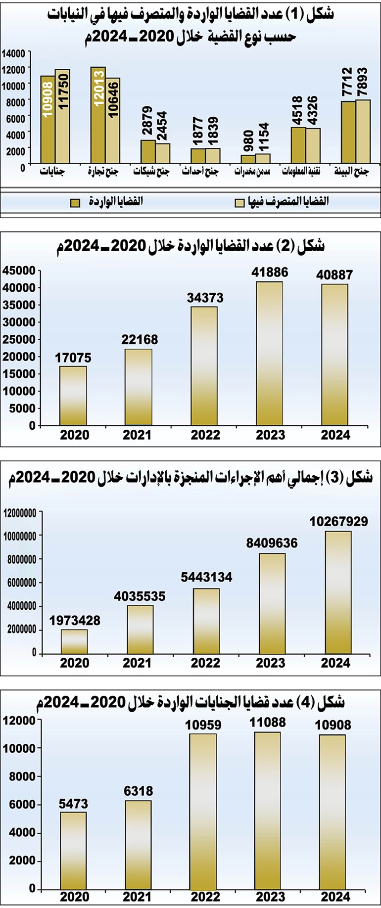 40887 قضية وردت إلى النيابة العامة في 2024 بانخفاض 2.4% عن 2023 1 وصف الصورة