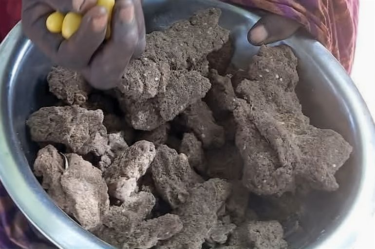 "أمباز" النجاة.. كيف تحول علف الحيوانات إلى غذاء لأطفال الفاشر؟ 2 **داخلية*** علف الحيوانات المعروف محليًا بالـ 'أمباز'، والذي يتناوله سكان الفاشر. المصدر: الجزيرة نت