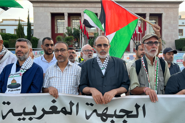 غضب أمام البرلمان المغربي احتجاجا على الهجوم الإسرائيلي على الدوحة 2 الصورة 3 المغرب/ الرباط/ سناء القويطي/ محمد الحمداوي القيادي في جماعة العدل والإحسان/ مصدر الصورة: سناء القويطي