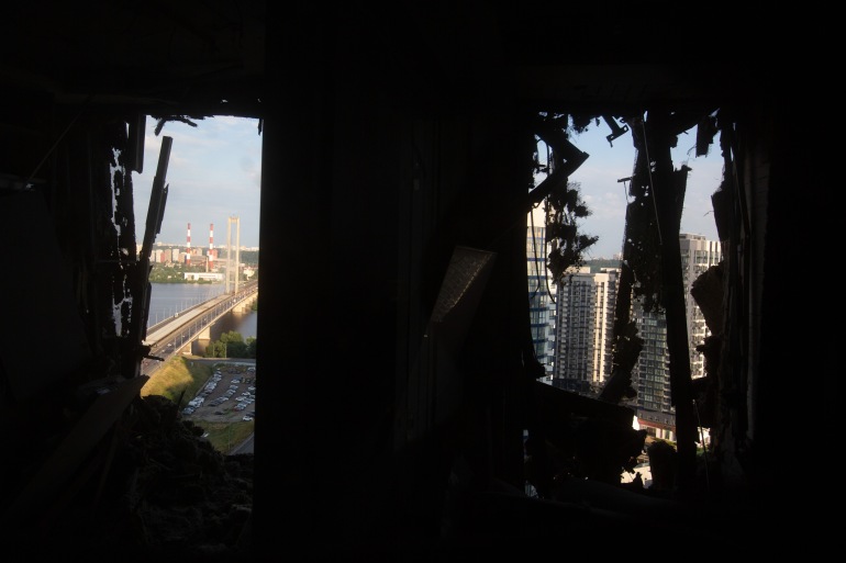 Russian drone attack in residential building of Kyiv