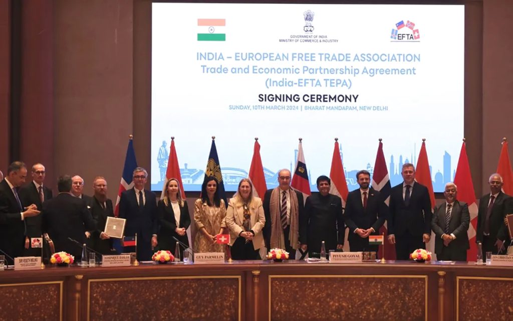 اتفاقية تجارة حرة بقيمة 100 مليار دولار بين الهند وأربع دول أوروبية 1710120178 image