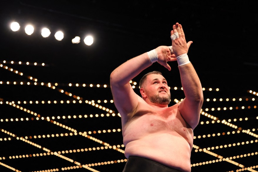 sumo wrestler soslan gagloev gestures 80064873