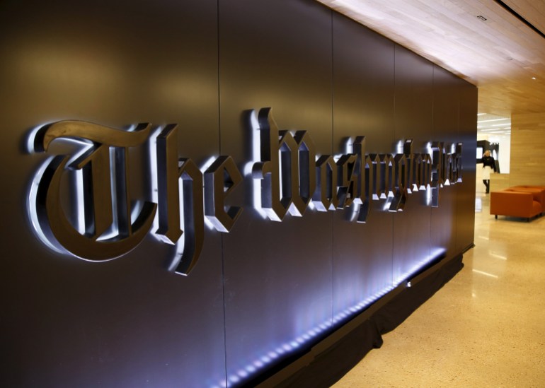 The newspaper's banner logo is seen during the grand opening of the Washington Post newsroom in Washington January 28, 2016. REUTERS/Gary Cameron