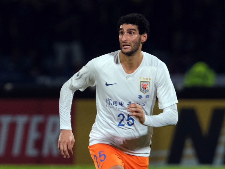 JOHOR BAHRU, MALAYSIA - APRIL 24: Marouane Fellaini of Shanong Luneng FC in action during the AFC Champions League Group E match between Johor Darul Ta'zim and Shandong Luneng at Larkin Stadium on April 24, 2019 in Johor Bahru, Malaysia. (Photo by How Foo Yeen/Getty Images)