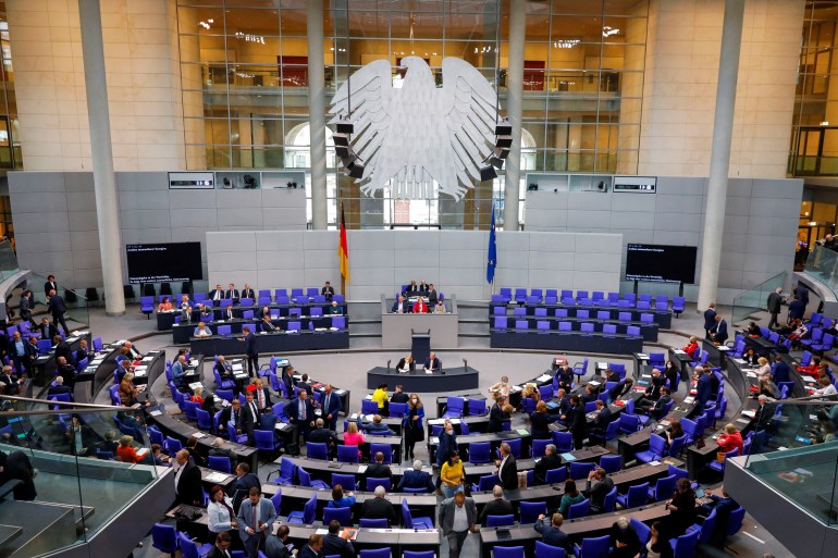 A general view of the Germany's lower house of parliament, the Bundestag, as it is expected to ratify Finland's and Sweden's NATO membership, in Berlin, Germany July 7, 2022. REUTERS/Michele Tantussi