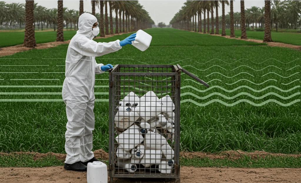 «الإرشاد الزراعي» تحث على التخلص من عبوات المبيدات بأماكن مخصصة لها ajel2F2025 04 092F0u4iq4u02F2222222222