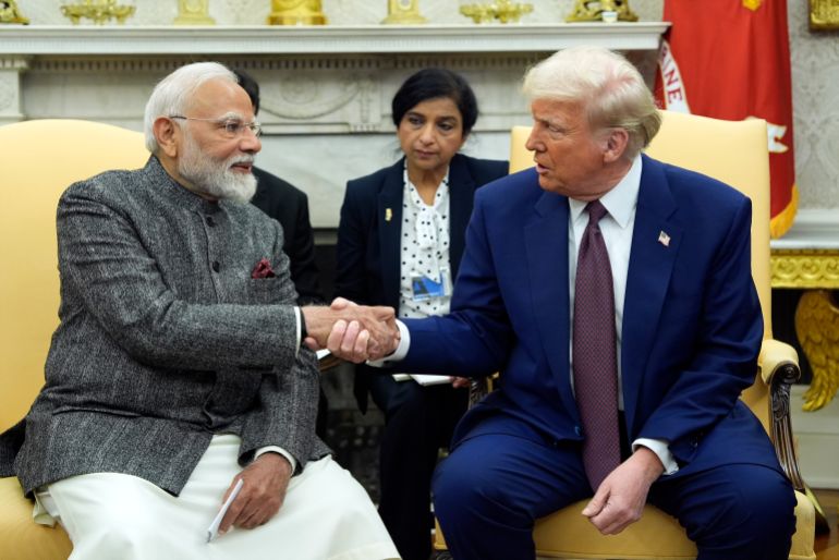 أين تقف الصين من الصراع بين الهند وباكستان؟ 20 President Donald Trump meets with India's Prime Minister Narendra Modi in the Oval Office of the White House, Thursday, Feb. 13, 2025, in Washington. (Photo/Alex Brandon)