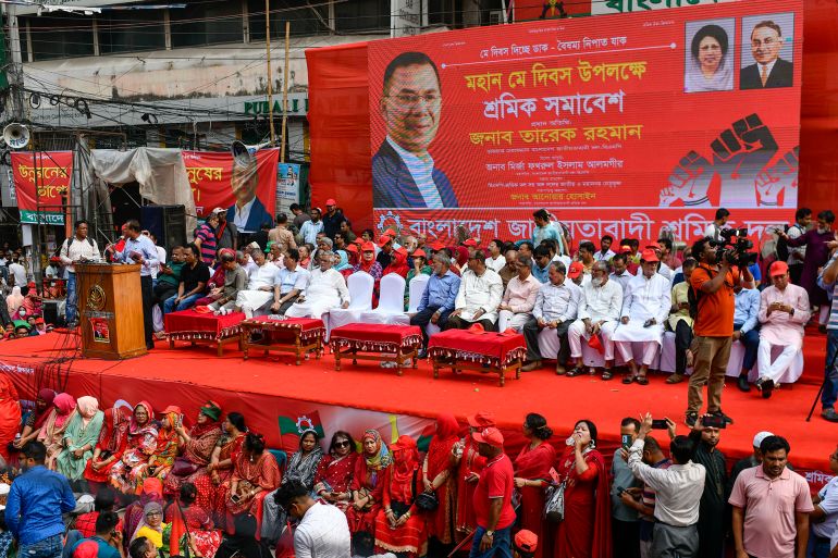 مطالب سياسية ودينية تجمع أحزاب بنغلاديش في التظاهرات 20 Thousands of leaders and activists of Bangladesh Jatiyatabadi Sramik Dal, the labor wing of the Bangladesh Nationalist Party (BNP), gather in Dhaka, Bangladesh, on May 01, 2025, to participate in their planned rally on the occasion of May Day. (Photo by Syed Mahamudur Rahman/NurPhoto via Getty Images)