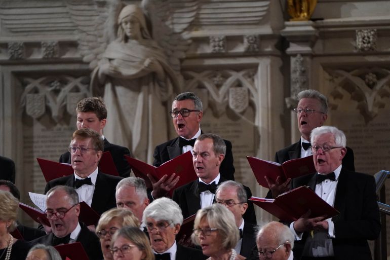 بالصور.. روسيا وأوروبا تحييان ذكرى الانتصار على النازية 20 Bernard Jenkin (back centre) with the Parliament Choir and Sinfonia Smith Square performing in Westminster Hall in the Palace of Westminster in London, London during a VE Day anniversary concert. Picture date: Wednesday May 7, 2025. (Photo by Stefan Rousseau/PA Images via Getty Images)