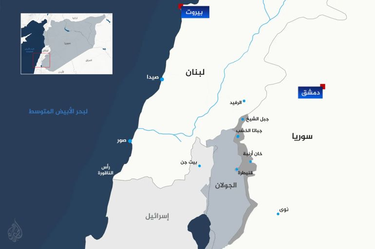 أبطال مهملون.. قصة المقاومة الشعبية في نوى السورية 1 تصميم خاص - خريطة جبل الشيخ سوريا لبنان الجولان الشريط الممتد القنيطرة ونوى
