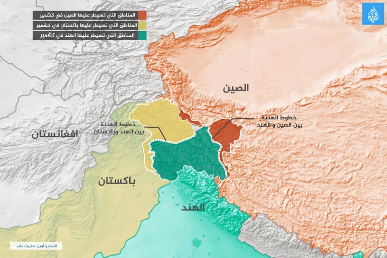 حافة الهاوية.. تصدُّعات المكان والوجدان في صراع الهند وباكستان 2 خارطة كشمير- الصين - الهند