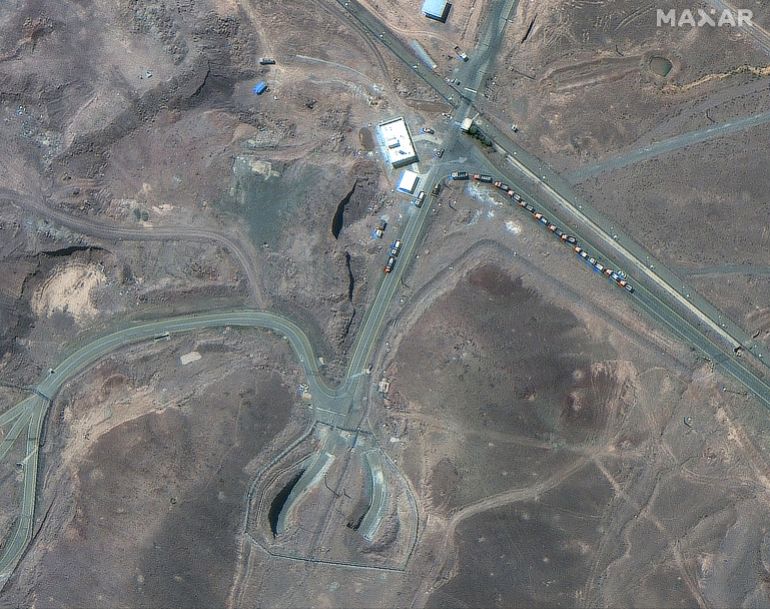 هل انتهى البرنامج النووي الإيراني بعد الضربة الأميركية؟ 1 A satellite image shows trucks positioned near the entrance of the Fordow fuel enrichment facility, near Qom, Iran June 19, 2025. Maxar Technologies/Handout via REUTERS THIS IMAGE HAS BEEN SUPPLIED BY A THIRD PARTY. NO RESALES. NO ARCHIVES. MANDATORY CREDIT. MUST NOT OBSCURE LOGO