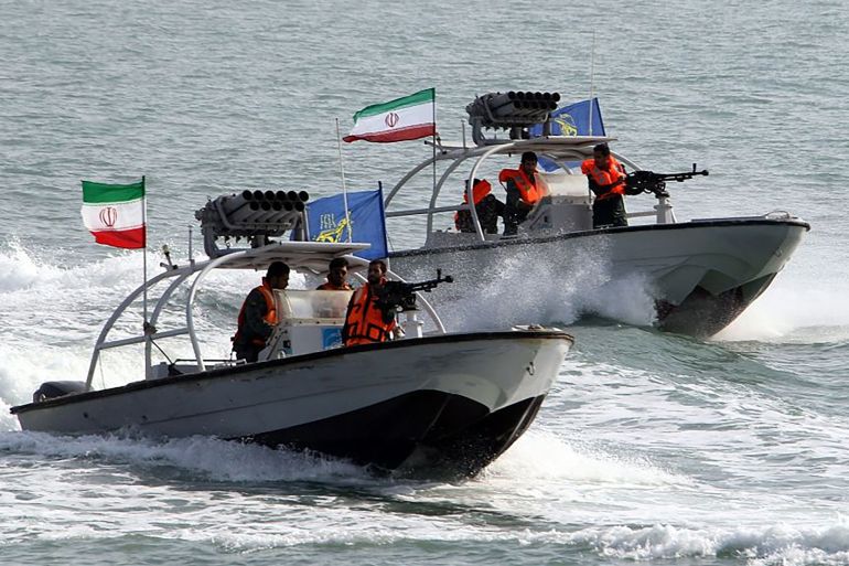 كيف سيواجه رئيس الأركان الإسرائيلي جيش الظلال الإيراني؟ 1 Iranian Revolutionary Guards drive speedboats during a ceremony to commemorate the 24th anniversary of the downing of Iran Air flight 655 by the US navy, at the port of Bandar Abbas on July 2, 2012. The plane was shot down by mistake over the Gulf by the US navy's guided missile cruiser, USS Vincennes, during confrontation with Iranian speedboats on July 3, 1988, killing 290 civilian passengers and crew members. AFP PHOTO/ATTA KENARE (Photo by ATTA KENARE / AFP)