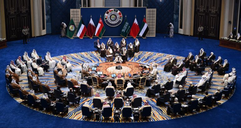إسرائيل وإيران.. مرحلة جديدة وصراع تحت السقف النووي 3 A handout picture released by the press office of the Emir of Kuwait Diwan shows a general view of the 45th Gulf Cooperation Council meeting in Kuwait City of December 1, 2024. (Photo by EMIR OF KUWAIT DIWAN / AFP) / == RESTRICTED TO EDITORIAL USE - MANDATORY CREDIT "AFP PHOTO / HO / EMIR OF KUWAIT DIWAN" - NO MARKETING NO ADVERTISING CAMPAIGNS - DISTRIBUTED AS A SERVICE TO CLIENTS ==