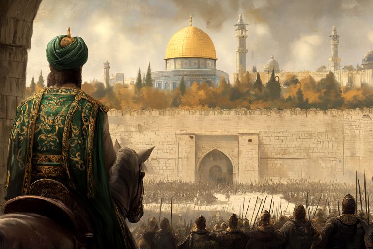 كيف وثّق كتاب "المغاربة والقدس" تاريخ المغاربة وتضحياتهم في بيت المقدس؟ 1 صلاح الدين الأيوبي إفتحه لبيت المقدس- المصدر: ميدجيرني - الجزيرة