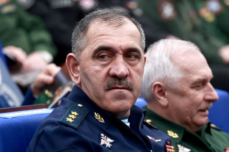 التطهير الروسي.. كيف تغير بوتين بعد تمرد فاغنر؟ 1 Russian Deputy Defence Minister Yunus-Bek Yevkurov attends an annual meeting of the Defence Ministry Board in Moscow, Russia, December 21, 2022. Sputnik/Sergei Fadeichev/Pool via REUTERS ATTENTION EDITORS - THIS IMAGE WAS PROVIDED BY A THIRD PARTY.