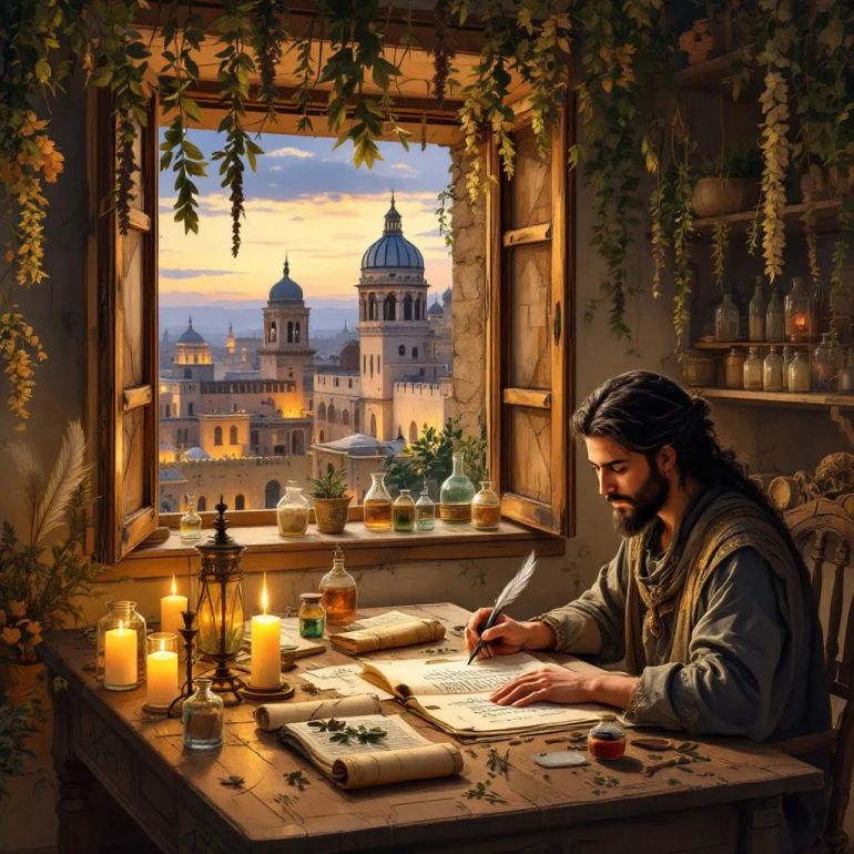 سيرة أخرى لابن البيطار بين ضياع الأندلس وسقوط الخلافة 1 اده شغفه الشديد بالأعشاب ليجوب الشرق، وفي سبيل ذلك ركب الأخطار، وعاش غريبا بلا أهل ولا صاحبة تؤنس أيامه