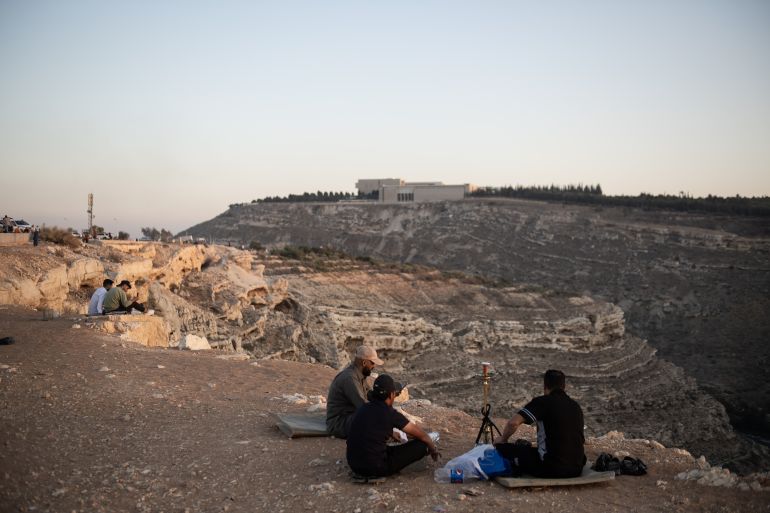 DAMASCUS, SYRIA - SEPTEMBER 05: Syrians spend time in Mount Qasioun, which was closed for 14 years by the Bashar al-Assad regime and recently opened to visitors in Damascus, Syria on September 05, 2025. Syrians visiting the mountain and its surroundings with their families are spending time walking or picnicking while enjoying the view of Damascus. (Photo by Hasan Belal/Anadolu via Getty Images)
