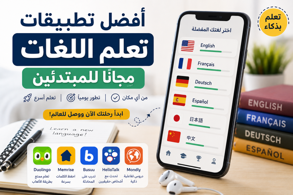 أفضل تطبيقات تعلم اللغات مجانًا للمبتدئين 2026 أفضل تطبيقات تعلم اللغات مجانًا للمبتدئين 2026